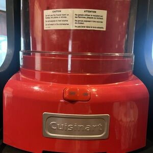 Cuisinart Red and Silver ice cream machine